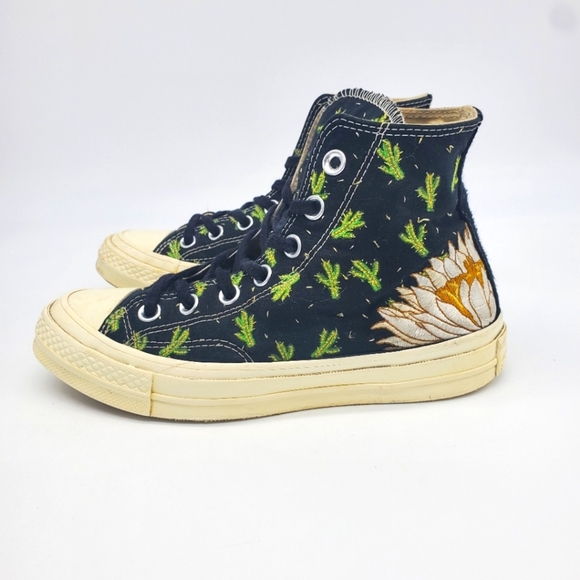 Converse Shoe Women's 5 Chuck 70 Prep Embroidery High Cactus Sneakers - Picture 1 of 10